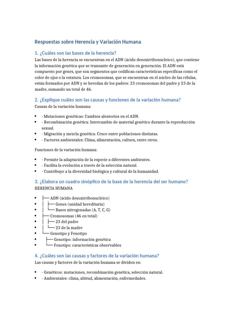 Herencia y Variación Humana Explicadas | PDF