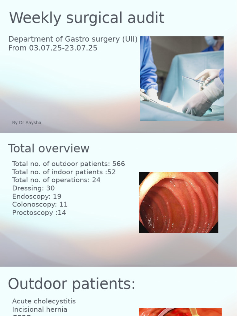 Weekly Surgical Audit Summary | PDF | Gallbladder | Liver