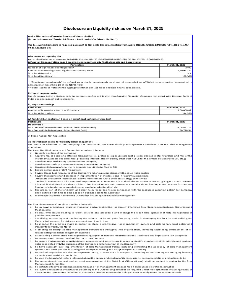 Liquidity Risk Update 31.03.2025 | PDF | Risk Management | Reserve Bank ...