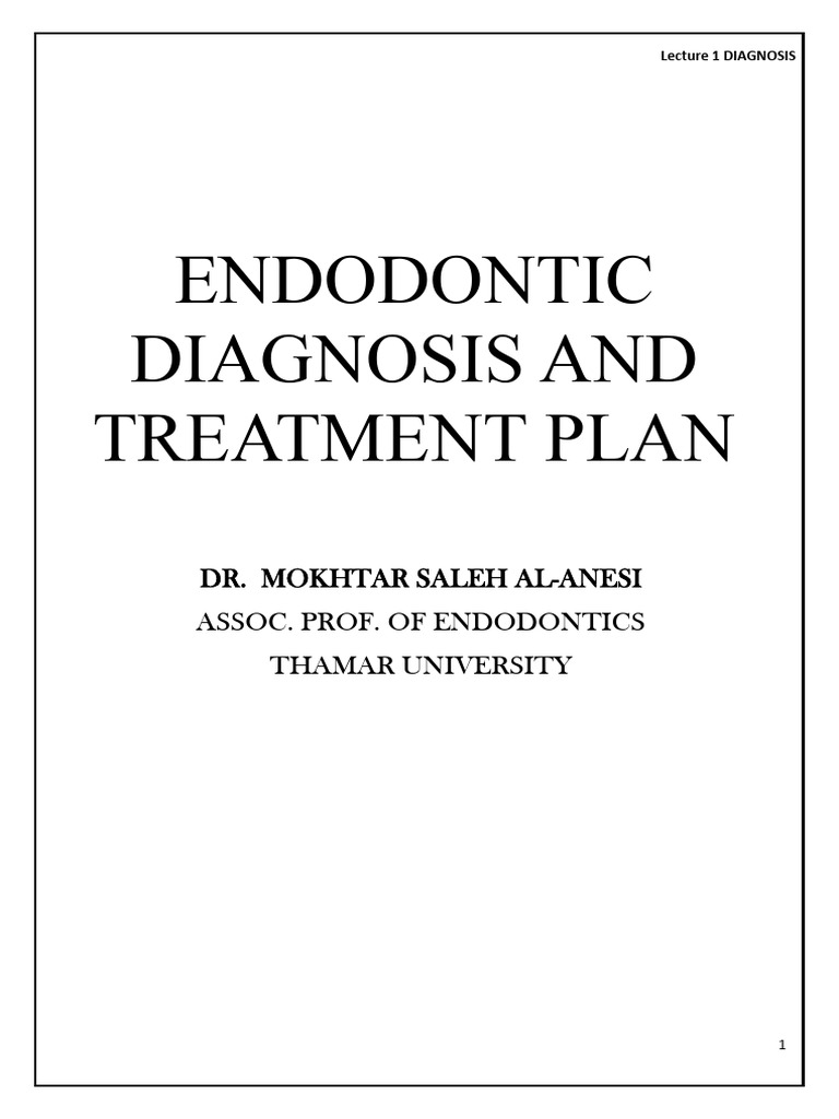 Endodontic Diagnosis and Treatment Planning | PDF | Medical Diagnosis ...