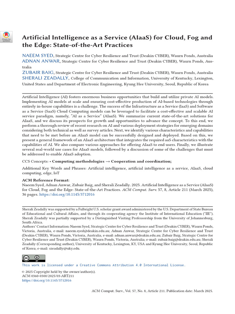 Artificial Intelligence As A Service (Aiaas) For Cloud, Fog and The ...
