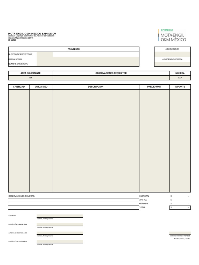 Requisición y Orden de Compra Proveedor | PDF