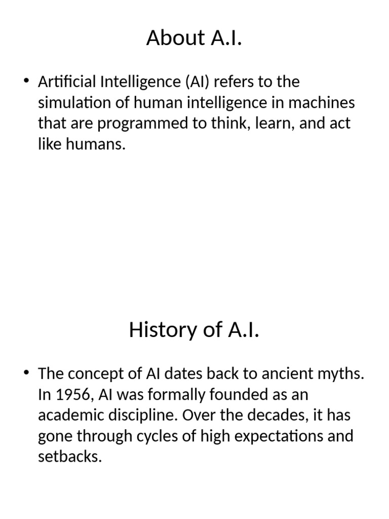 Overview of Artificial Intelligence | PDF