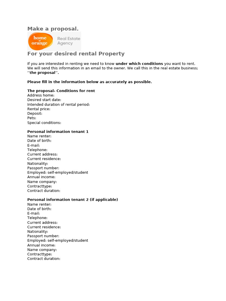 Rental Proposal Template for Tenants | PDF
