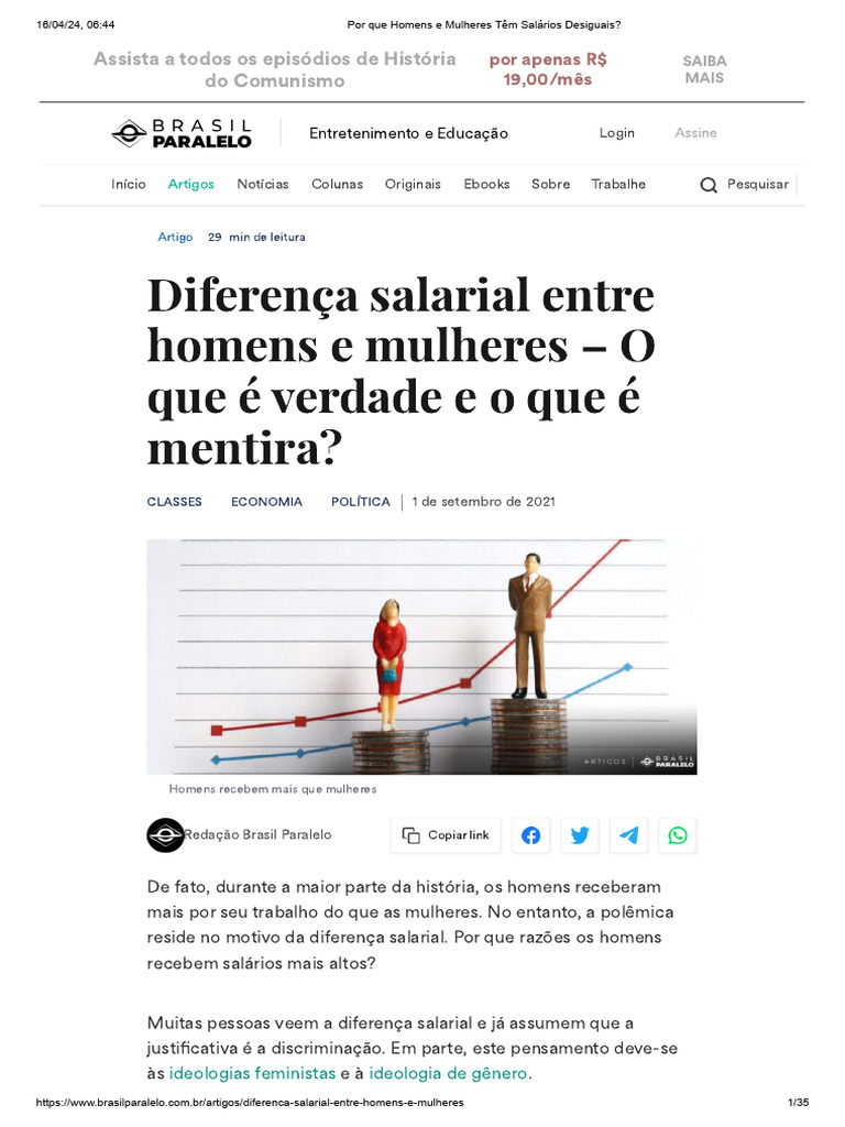 Diferença Salarial: Homens vs Mulheres | PDF | Desigualdade social ...