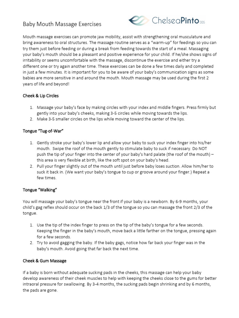 Baby Mouth Massage Techniques Guide | PDF | Mouth | Tongue