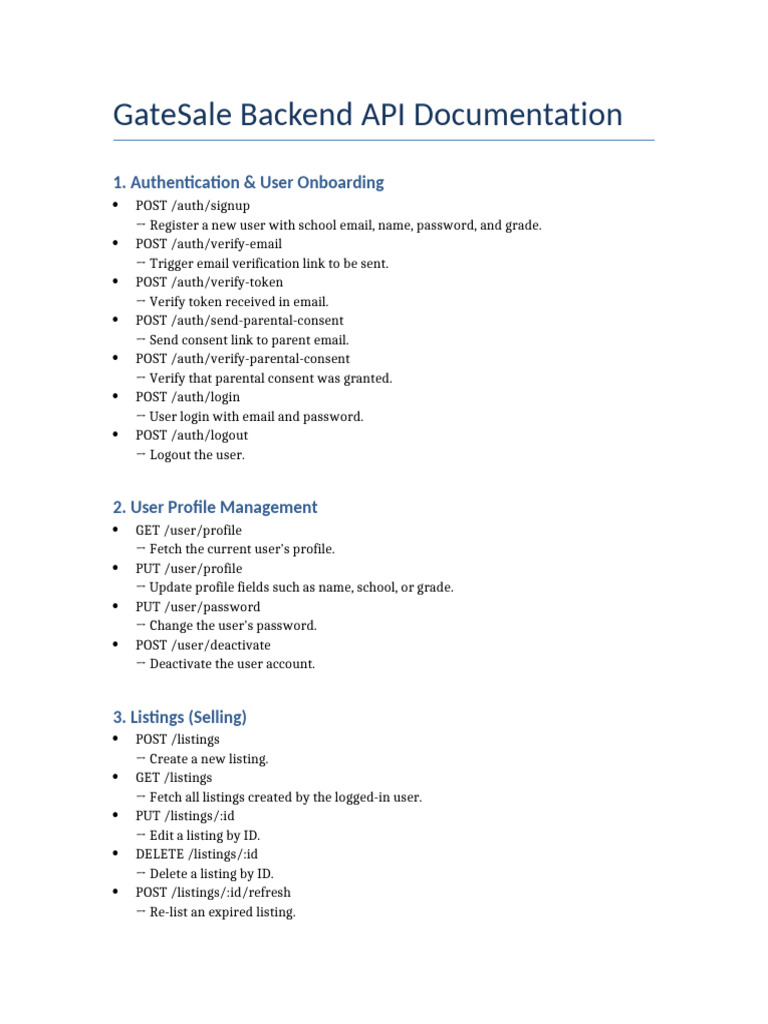 GateSale API Documentation Overview | PDF | Login | Cyberspace