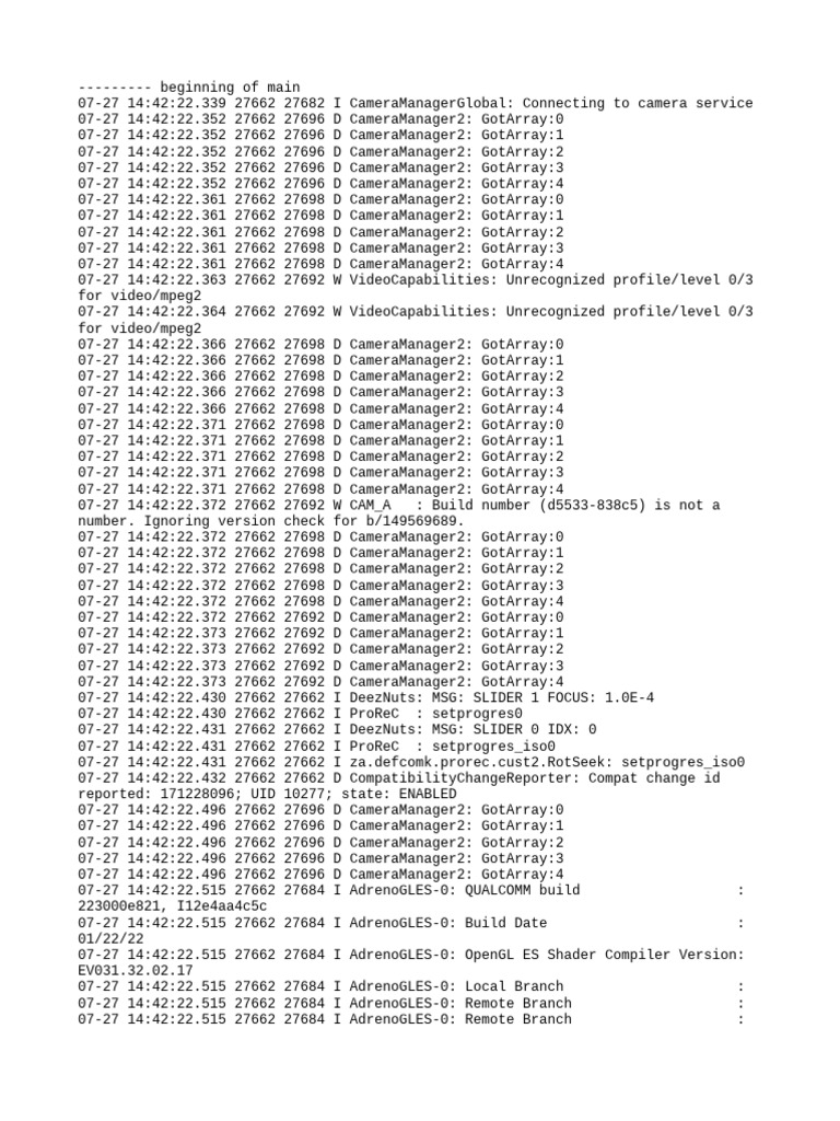 Camera Service Connection Log | PDF | Computer Science | Computing