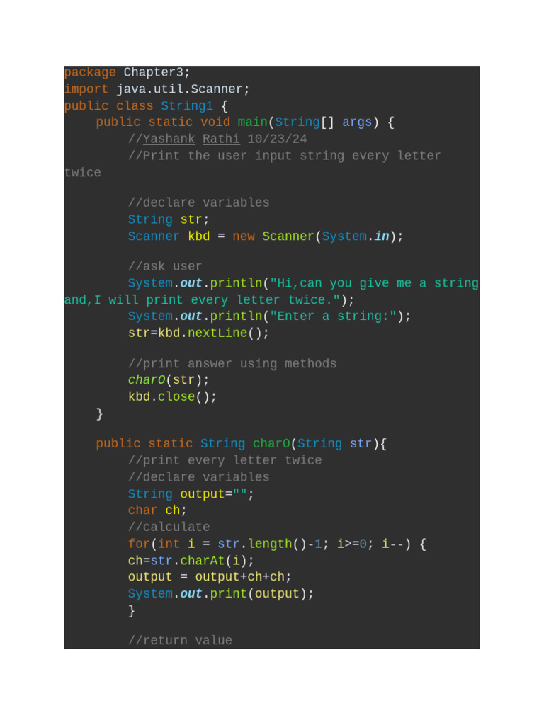 Print Each Letter Twice in Java | PDF
