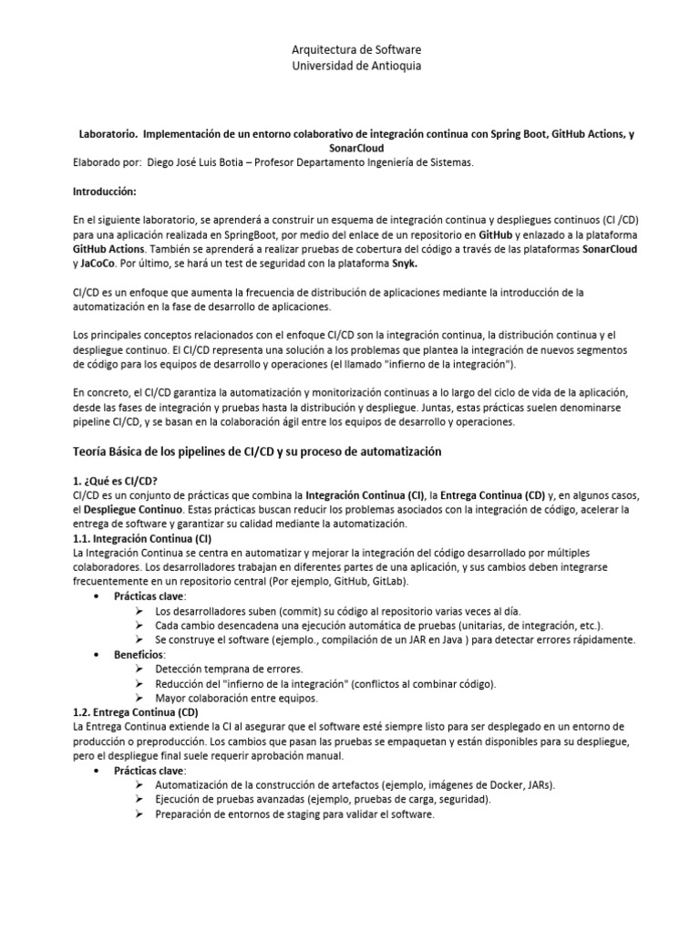 CI/CD con Spring Boot y GitHub Actions | PDF | Computación en la nube ...