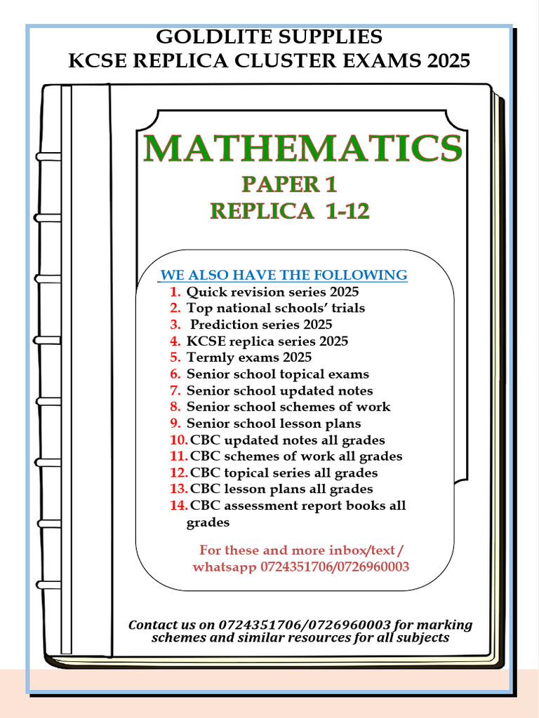 KCSE 2025 Mathematics Paper 1 Guide | PDF