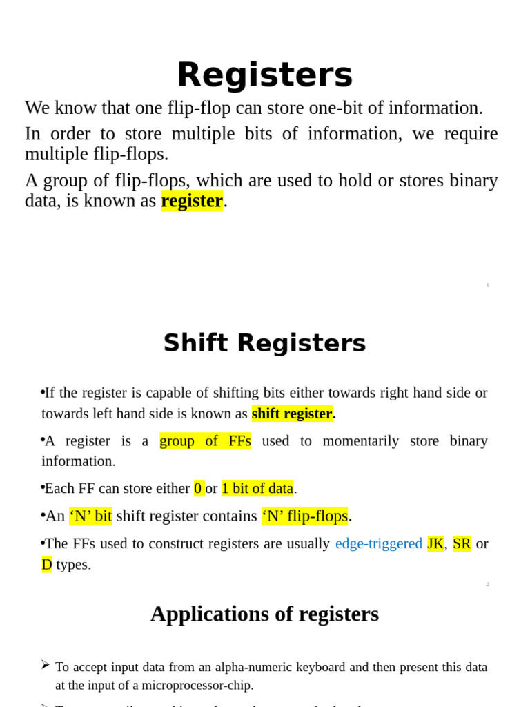 Types and Functions of Shift Registers | PDF | Computer Hardware ...
