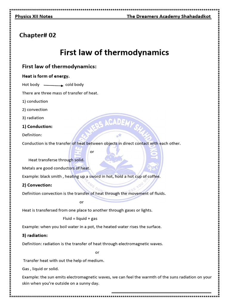 First Law of Thermodynamics Explained | PDF | Heat | Heat Transfer