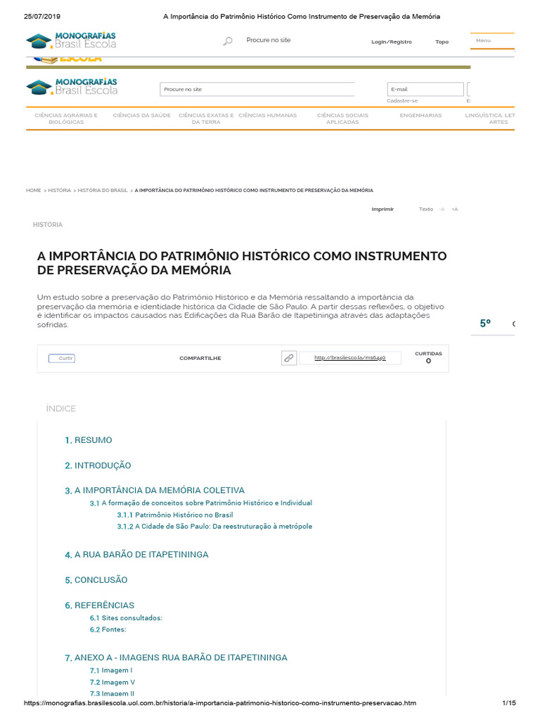 A Importância Do Patrimônio Histórico Como Instrumento de Preservação ...