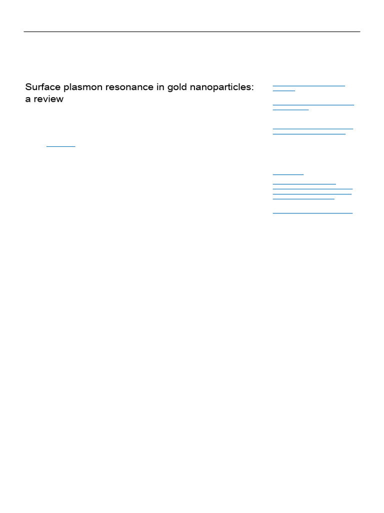 Surface Plasmon Resonance in Gold Nanoparticles: A Review: Journal of ...