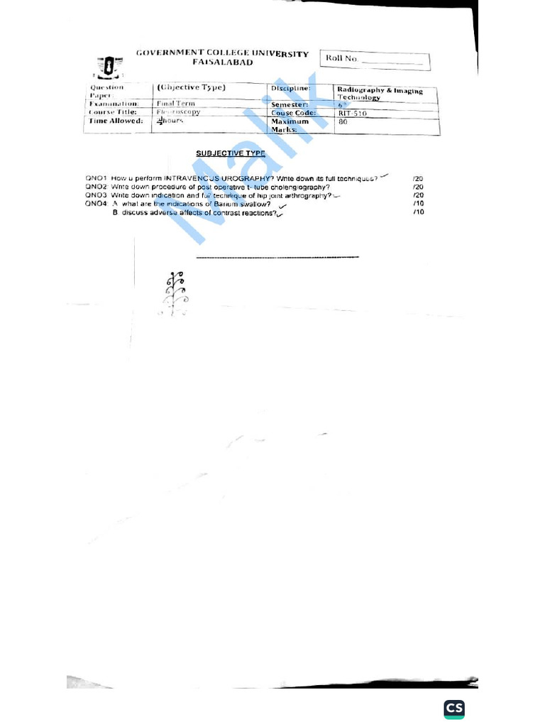 RIT 6th Semester Past Papers 2024 by Muneer Malik | PDF