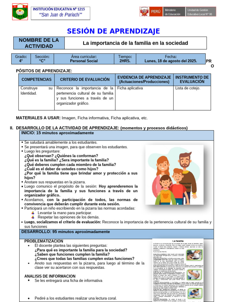 Importancia de la Familia en la Sociedad | PDF | Familia | Evaluación