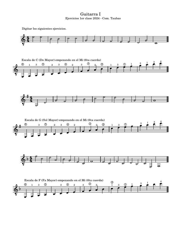 Ejercicios de Guitarra para Principiantes | PDF | Llaves musicales ...
