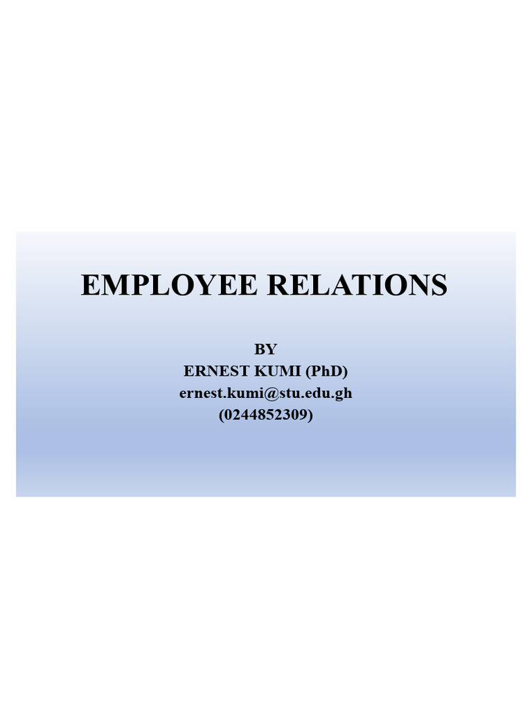 Understanding Employee Relations Concepts | PDF | Employment ...