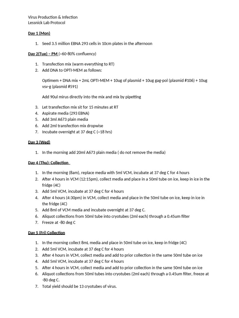 Retrovirus Production Protocol | PDF | Virus | Microorganism