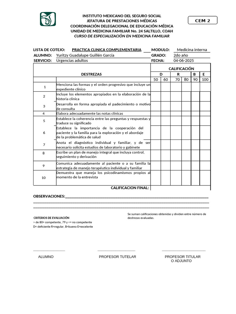 Evaluación CEM Medicina Familiar | PDF | Medicina Familiar | Medicina