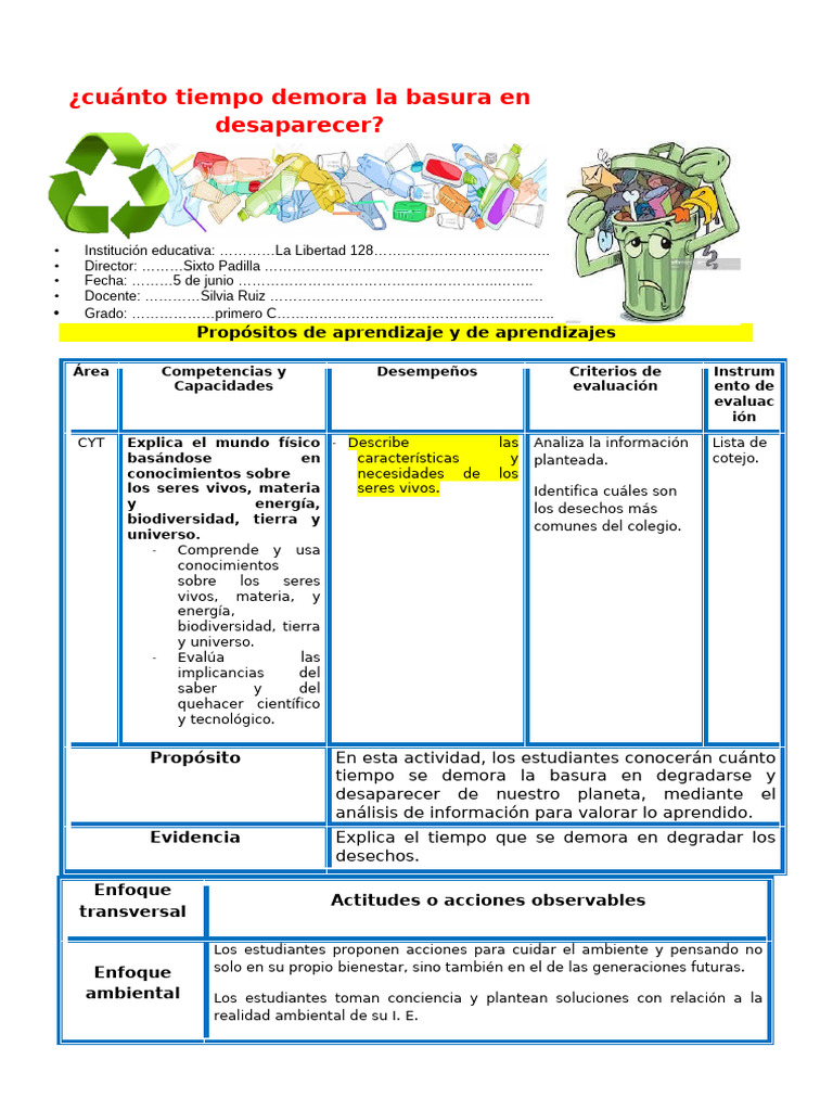 Tiempo de degradación de la basura | PDF | Residuos | Hipótesis