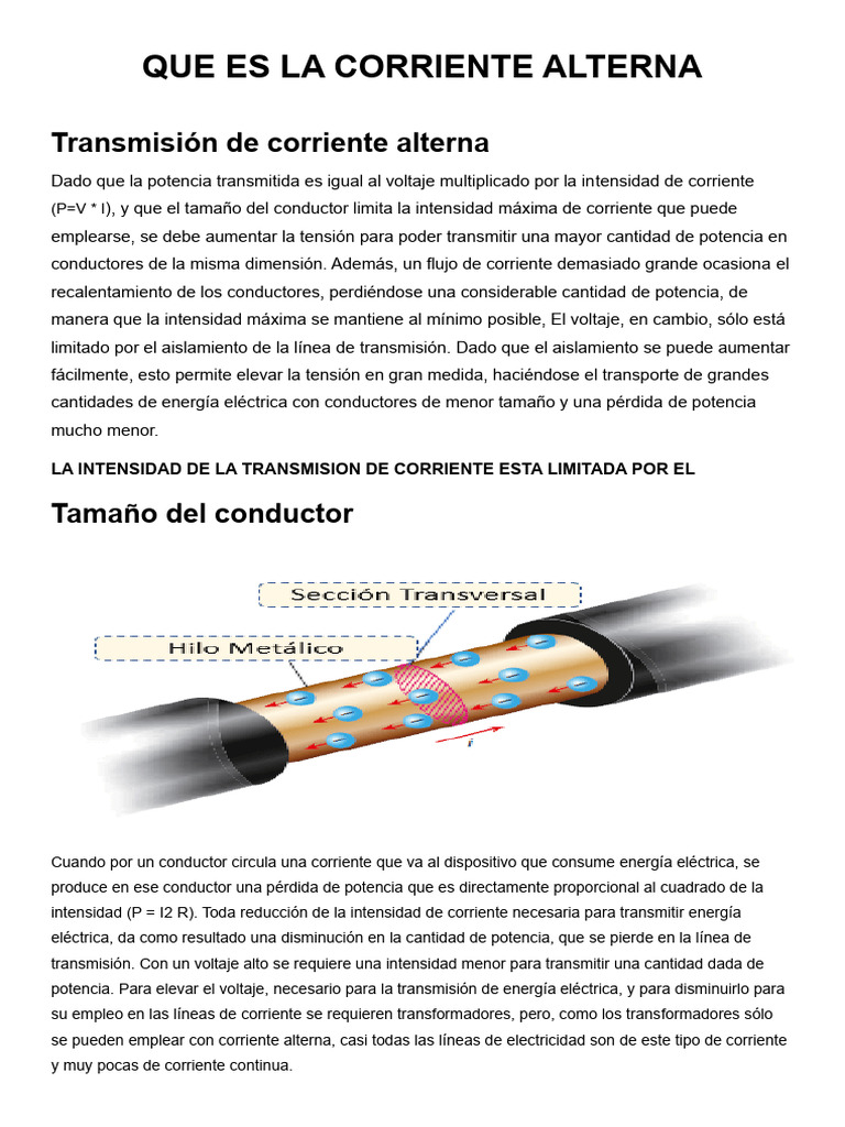Corriente Alterna: Transmisión y Ondas | PDF | Corriente eléctrica ...