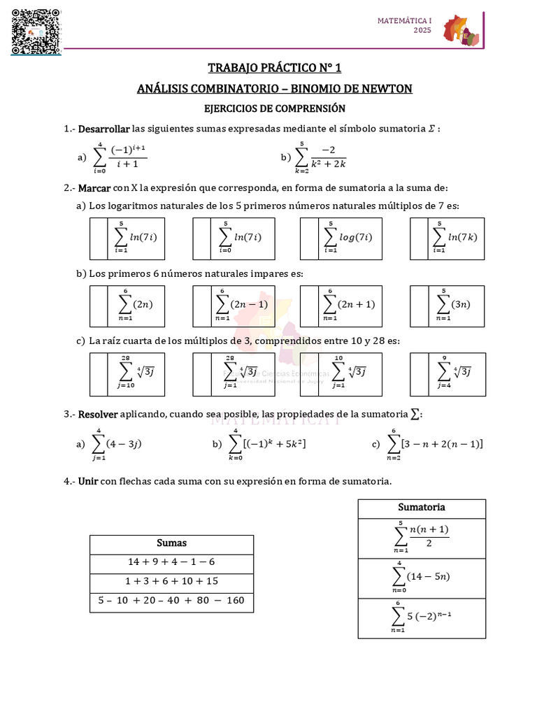 Ejercicios de Análisis Combinatorio y Binomio | PDF | Suma | Aritmética