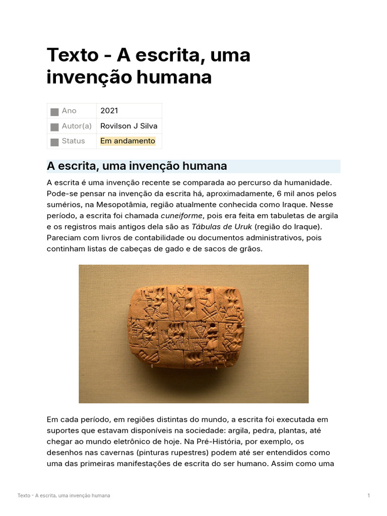 Evolução da Escrita Humana | PDF | Escrita | Alfabeto