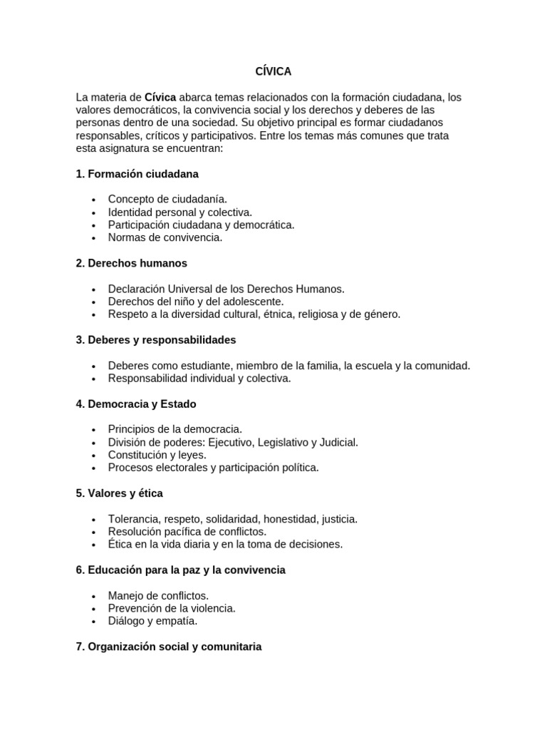 Temas Clave de Cívica para Secundaria | PDF | Democracia | Ideologías ...
