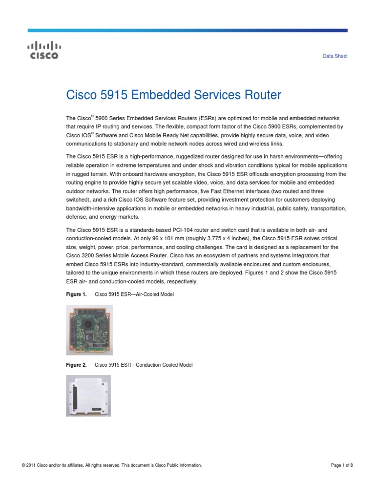 Cisco 5915 Embedded Services Router: Data Sheet | PDF | Cisco Systems ...