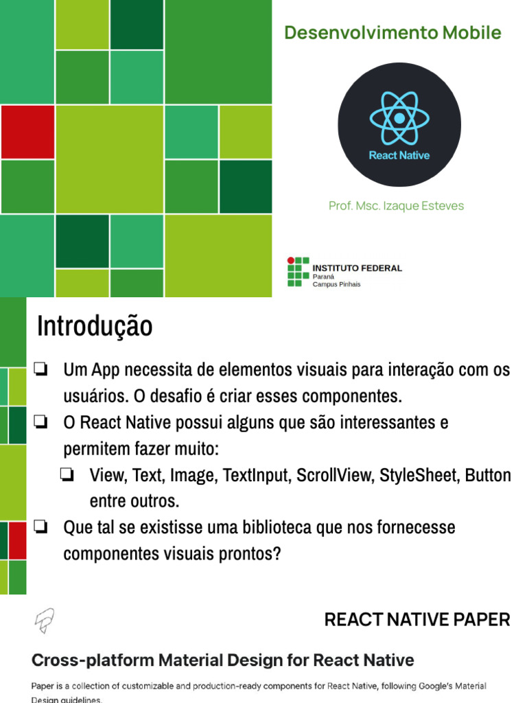 Componentes do React Native Paper | PDF | Aplicativo para celular ...
