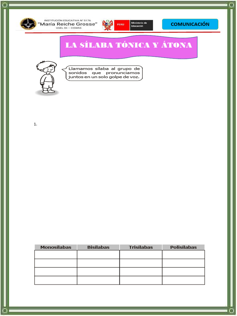 Ejercicios de Sílaba Tónica y Átona | PDF