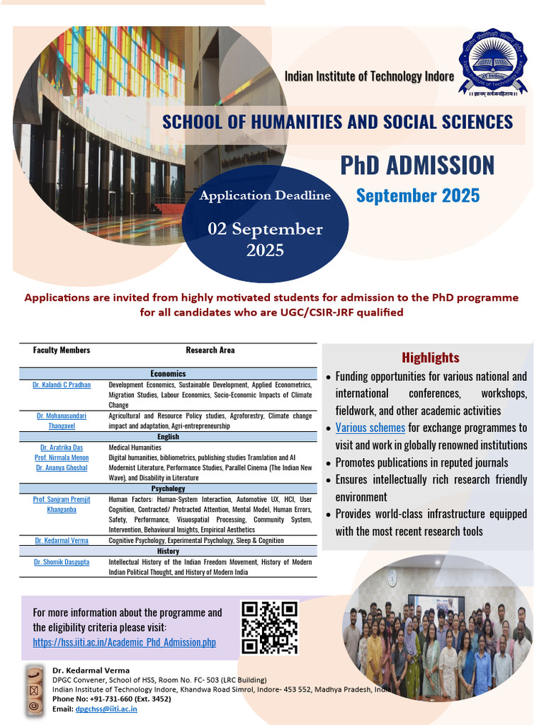 IIT Indore PhD Admission 2025 Details | PDF | Psychology | Doctor Of ...