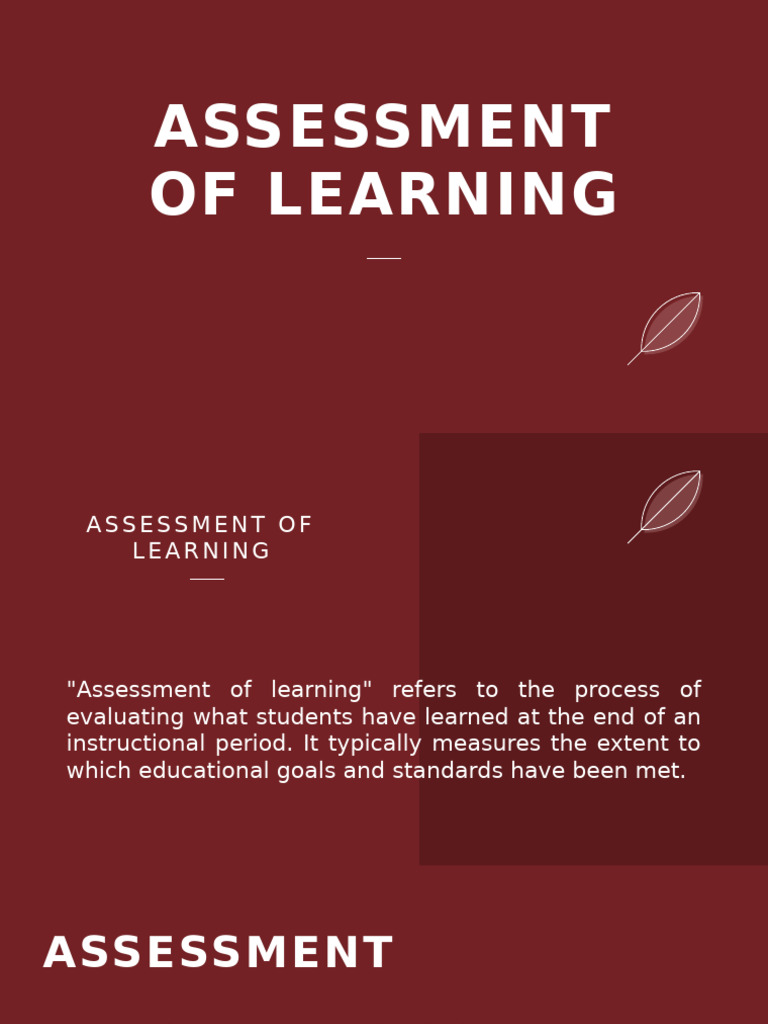 Assessment of Learning Overview | PDF | Educational Assessment | Learning