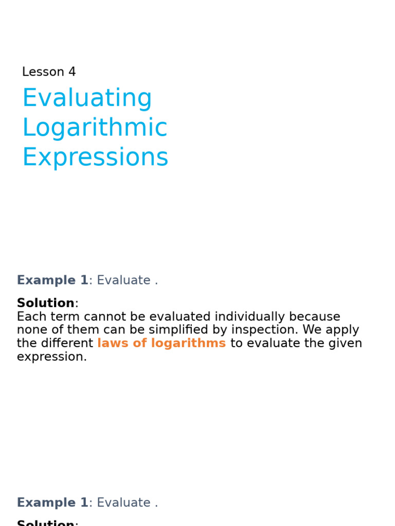 Evaluating Logarithmic Expressions | PDF