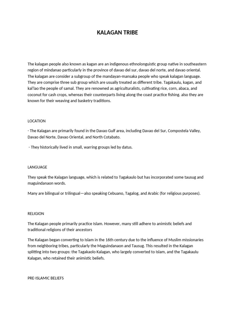 Kalagan Tribe: Culture and Identity | PDF | Cultural Anthropology ...