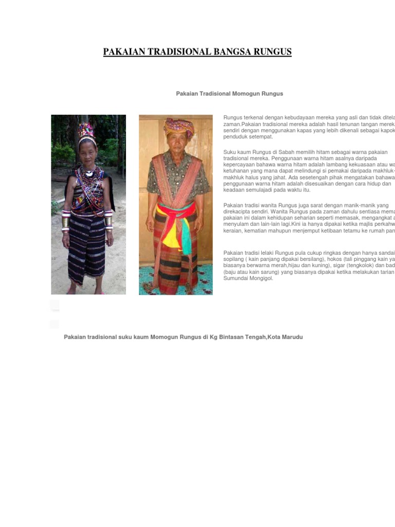 Pakaian Tradisional Suku Rungus | PDF | Seni