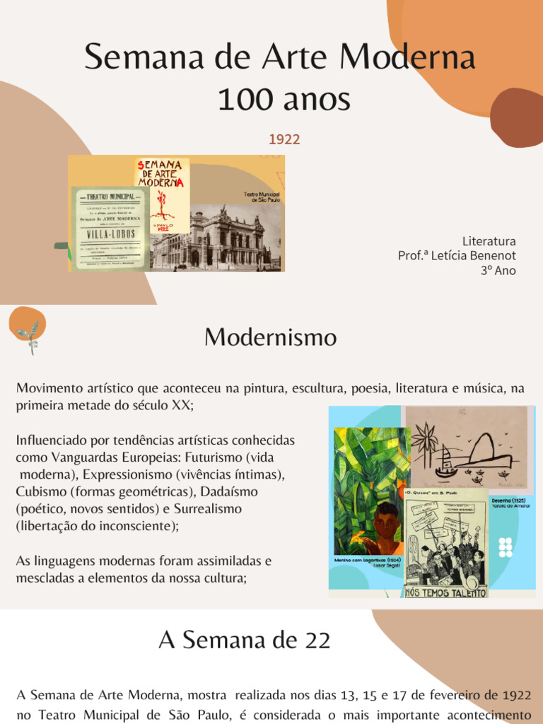 Semana de Arte Moderna: Legado e Impacto | PDF | Modernismo ...