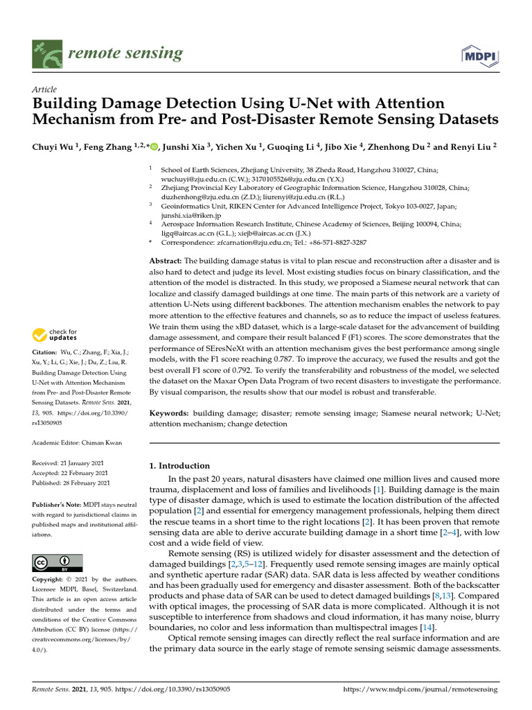 U-Net with Attention for Building Damage Detection | PDF | Machine ...