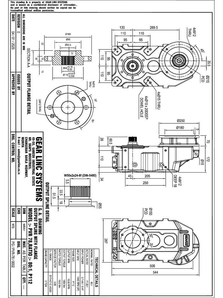 Pvr-78 r80 p112 With Spline Shaft - G A Drawing1 | PDF