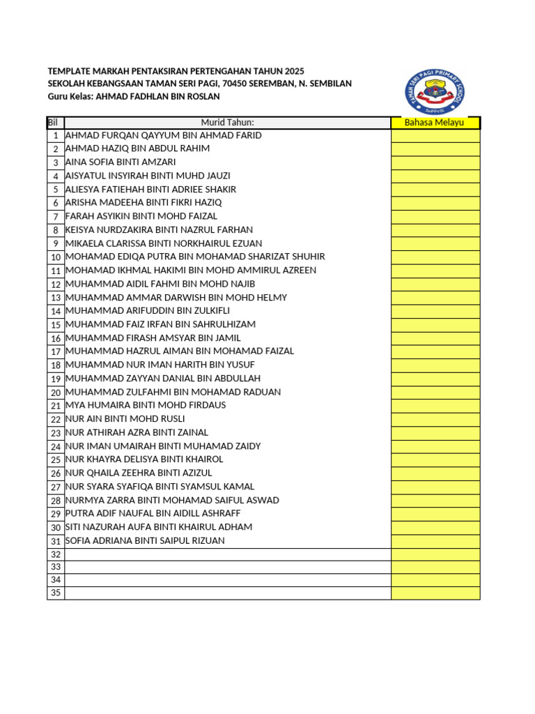 Markah Ppt25 5 Utarid | PDF