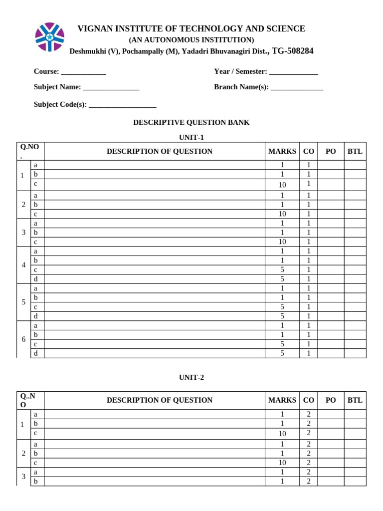 VIT Descriptive & Objective Question Bank | PDF | Assembly Language ...