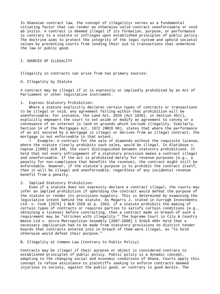 Statutory Illegality in Ghanaian Contracts | PDF | Restraint Of Trade ...
