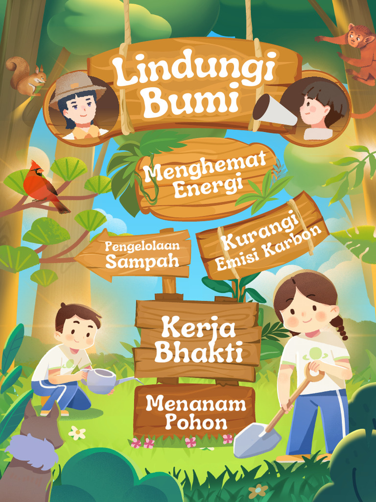 Poster Jaga Lingkungan Ilustratif Hijau Dan Cokelat - 20250816 - 091608 ...