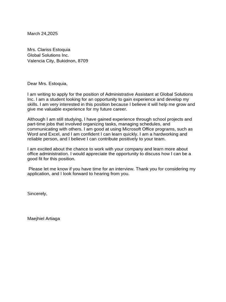 Application for Administrative Assistant | PDF
