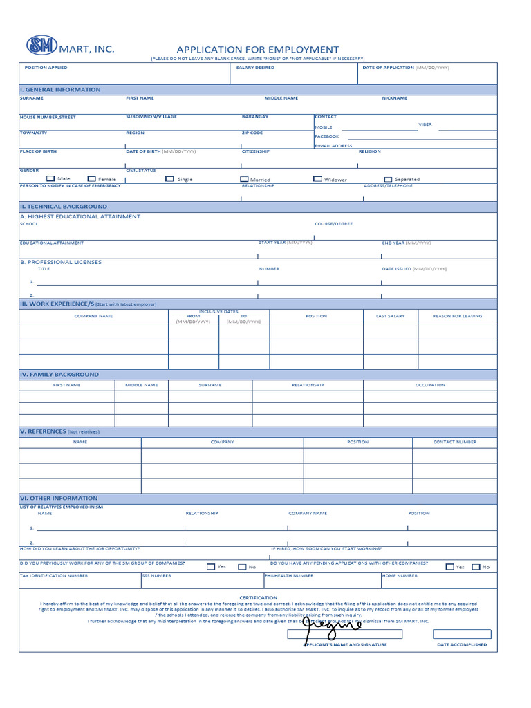 Employment Application Form Template | PDF