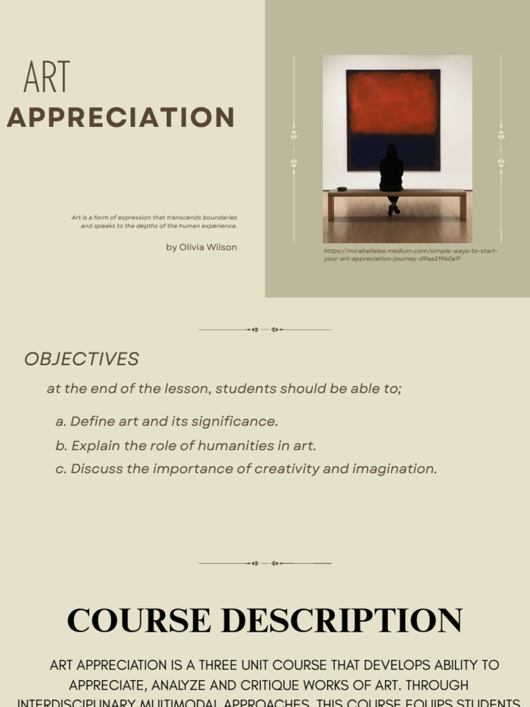 Art Appreciation Course Overview | PDF | The Arts | Fine Art