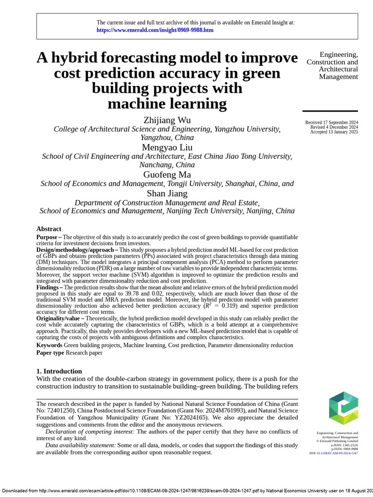 Hybrid ML Model for Green Building Cost Prediction | PDF | Principal ...