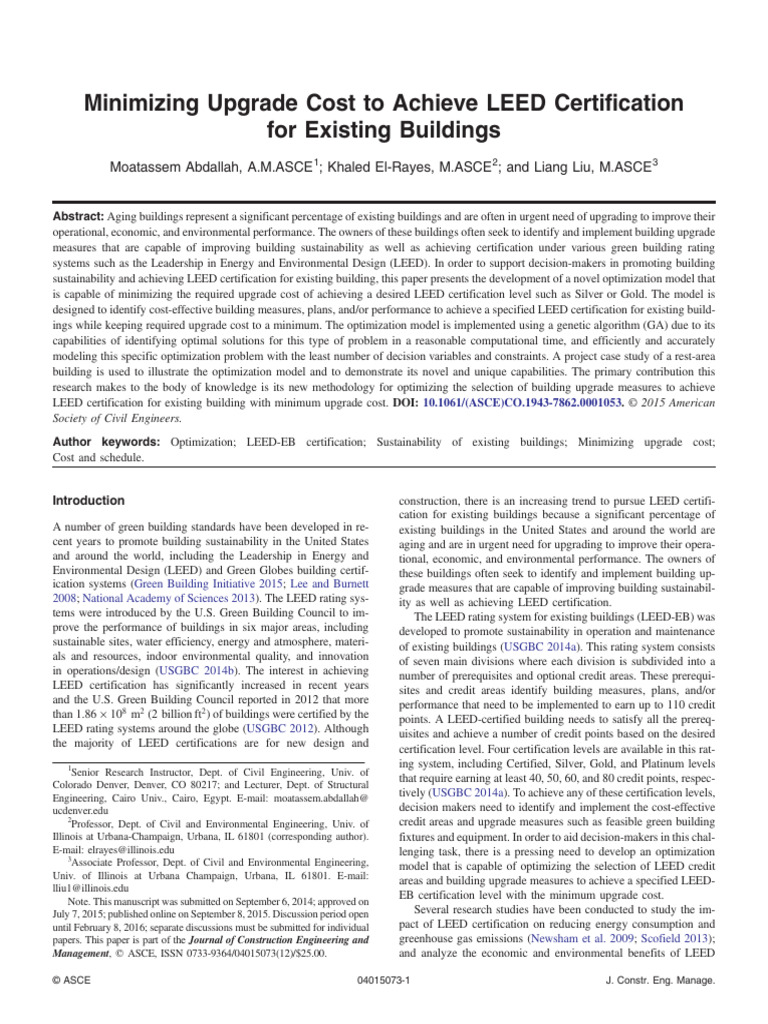 Optimize LEED Certification Costs | PDF | Green Building | Mathematical ...